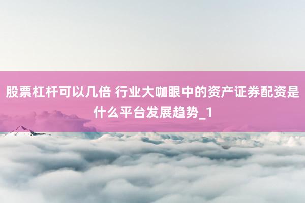 股票杠杆可以几倍 行业大咖眼中的资产证券配资是什么平台发展趋势_1