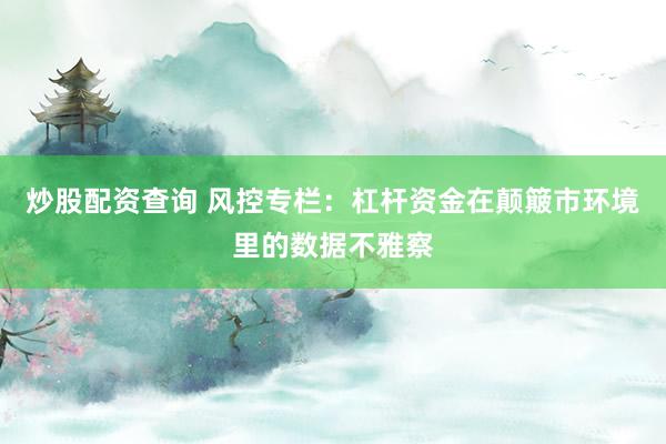 炒股配资查询 风控专栏：杠杆资金在颠簸市环境里的数据不雅察
