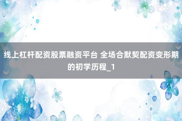 线上杠杆配资股票融资平台 全场合默契配资变形期的初学历程_1